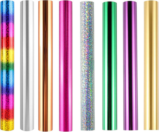 8 PCS Toner Reactive Foil Roll Use with Laminator Laser Printer,Paper Holographic Heat Transfer Crafts Foil Roll for Scrapbooking Crafting Cardstock Hot Stamping Holographic Heat Tranfer 5mx19cm/Roll