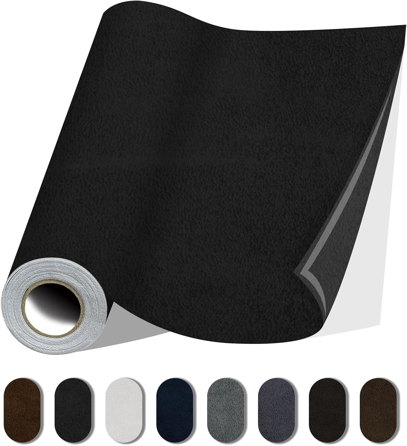 Fabric Repair Patches, 35X79 Inch Self-Adhesive Suede Patches Tape Durable, DIY Large Fabric Repair for Sofa, Couches, Furniture, Chair, Clothing （35X79 Inch, Black）