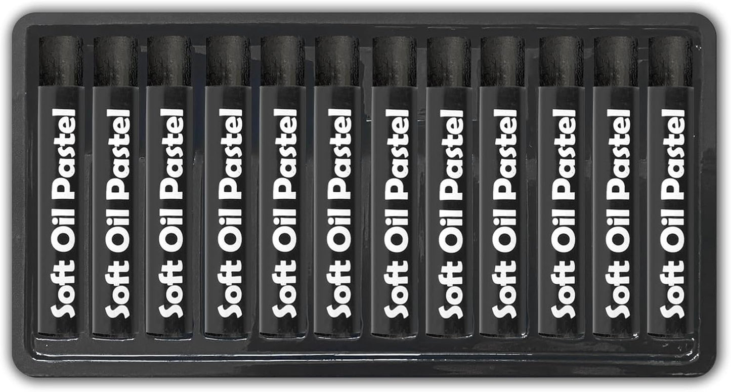 qianshan Soft Oil Pastels Set of 12 Single Colors,Non Toxic,Soft Texture Vibrant and Creamy Oil Crayons Pastels Art Supplies.Black