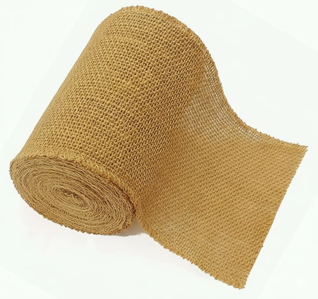 3-Pack Burlap Fabric Ribbon Natural Roll DIY (6Inch X 15yards) Tree Protector Wrap Plant Bandage Packing Winter Proof, Craft & Hobby Fabric, Warm Keeping and Moisture