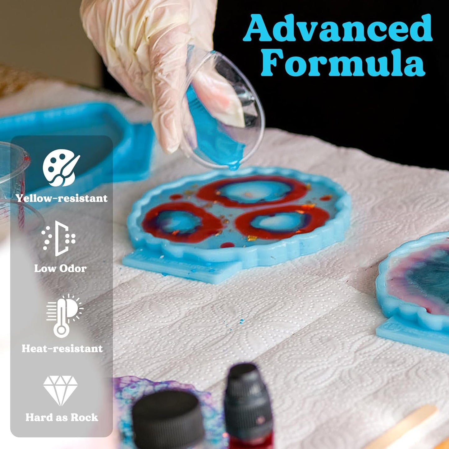 LET'S RESIN EPOXY RESIN Turquoise Epoxy Resin,44OZ Bubble Free & High-Gloss Epoxy Resin Kit,Self Leveling Resin and Hardener for Ocean Art Crafts,Jewelry Making,Resin Molds