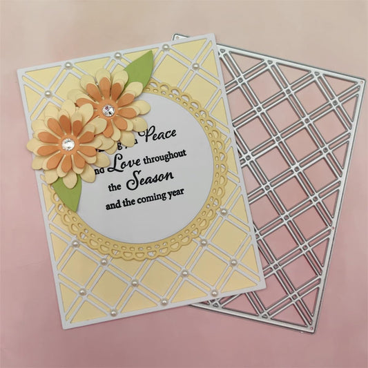 Cutting Dies Metal Stencils Scrapbooking Tools Flowers Lace Frame DIY Embossing Template for Paper Card Making Album Arts Crafts Supplies (Square Hollow background-11.1x14.3cm)