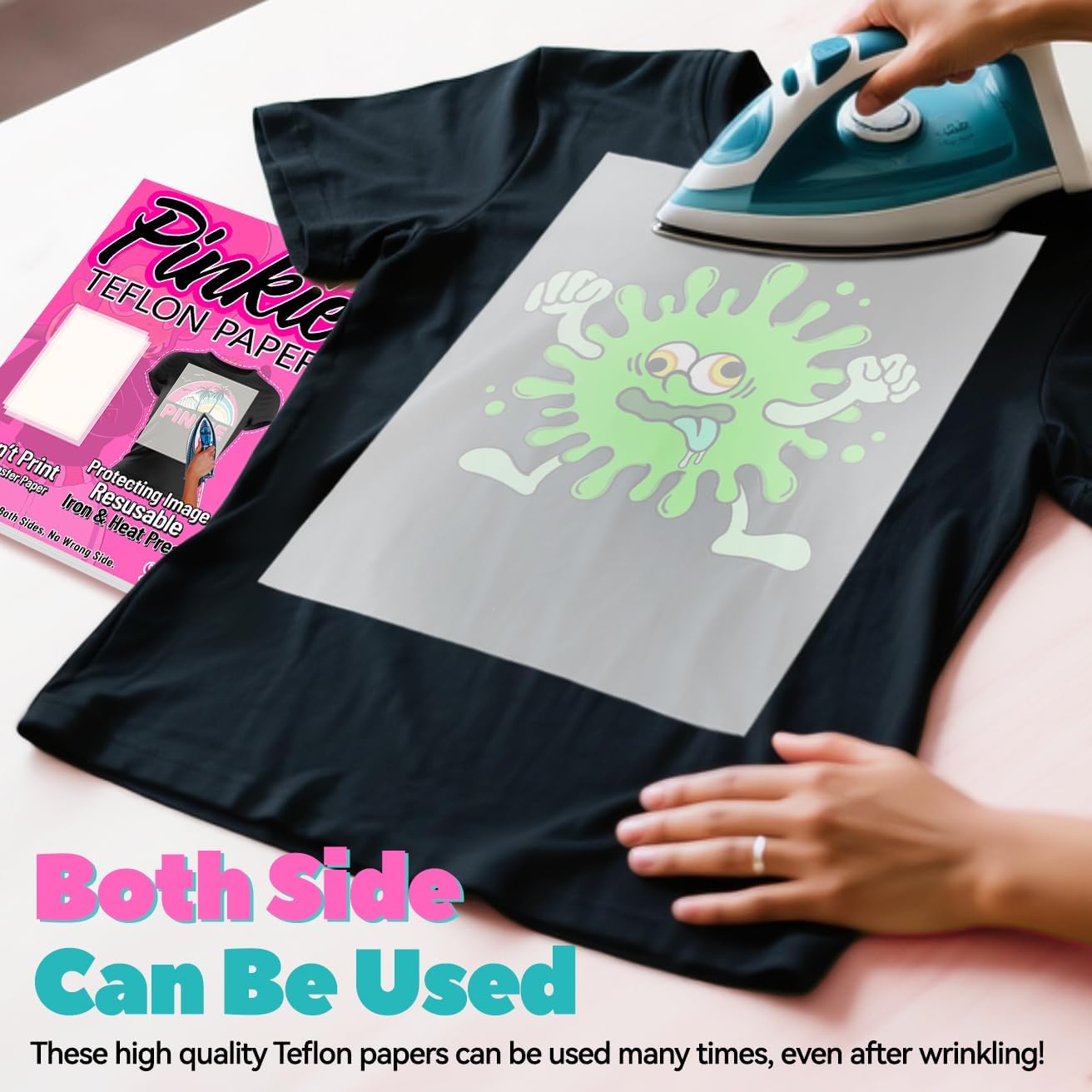 Lovein Pinkie Non-Stick Teflon Paper for Heat Press Transfer Sheet(10 Sheets, 8.5x11) Reusable Heat Resistant Perfect for Heat Transfer Paper of Crafting Needs