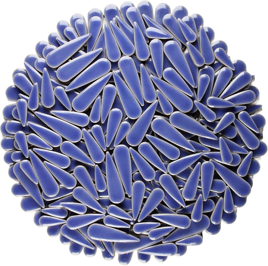 200g Petal Droplet Shaped Ceramic Mosaic Tiles for Crafts, Vibrant Colors, Ceramic Tiles for Mosaic Making Kits, DIY Arts and Crafts (Blue)