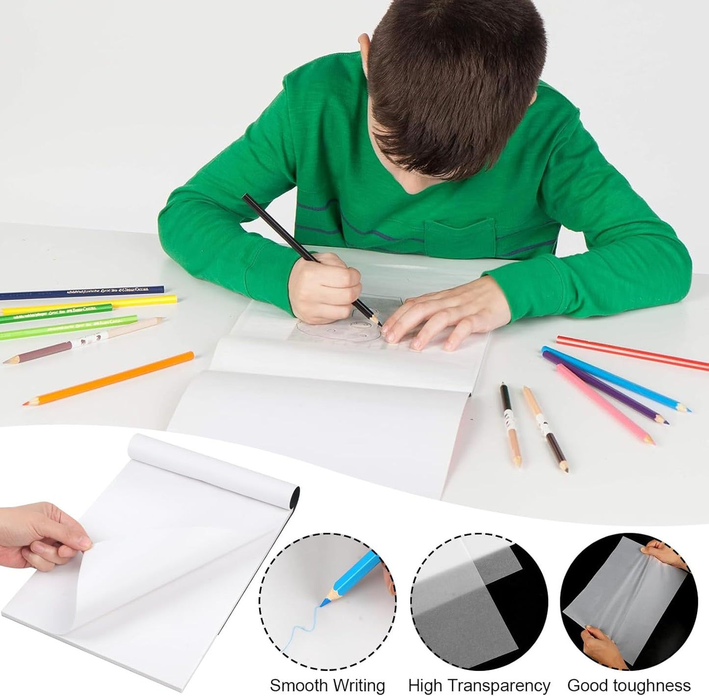 120 Sheets Tracing Paper for Drawing, 8.5”x 11” Trace Paper, Translucent Vellum Paper Tracing Paper Pad, Tracing Pad for Sketching, Preliminary Drawing, Overlaying Images Tracing