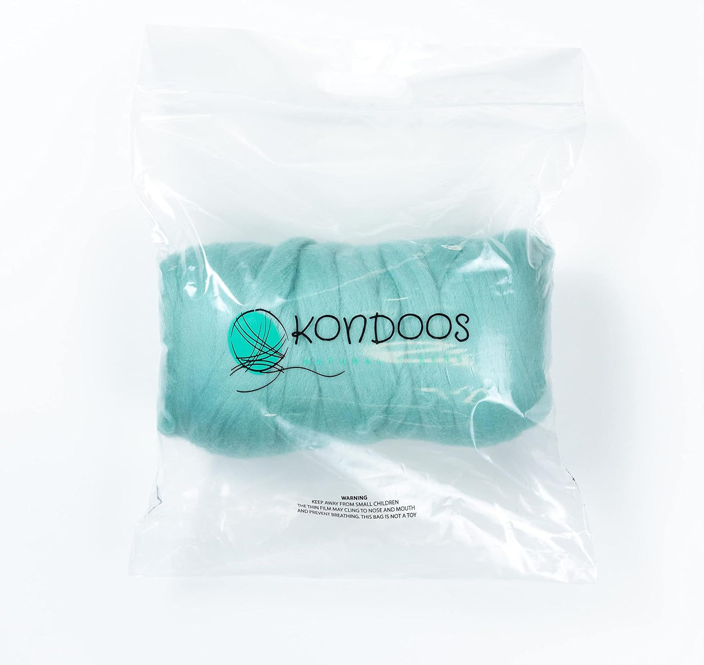 Kondoos Colored Natural Wool roving, 1 lb. Best Wool for Needle Felting, Wet Felting, handcrafts and Spinning. (Acqua, 1 lb)