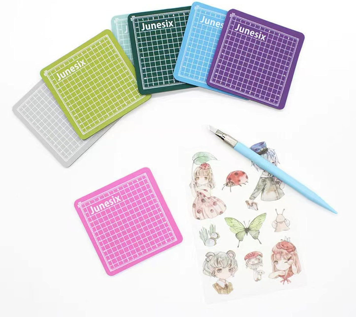 4PCS Mini Cutting Pad Self Healing Craft Mat Small Sewing Cutting Mat Non-Slip Mini Cut Board for Scrapbooking Quilting Sewing Accessories Green