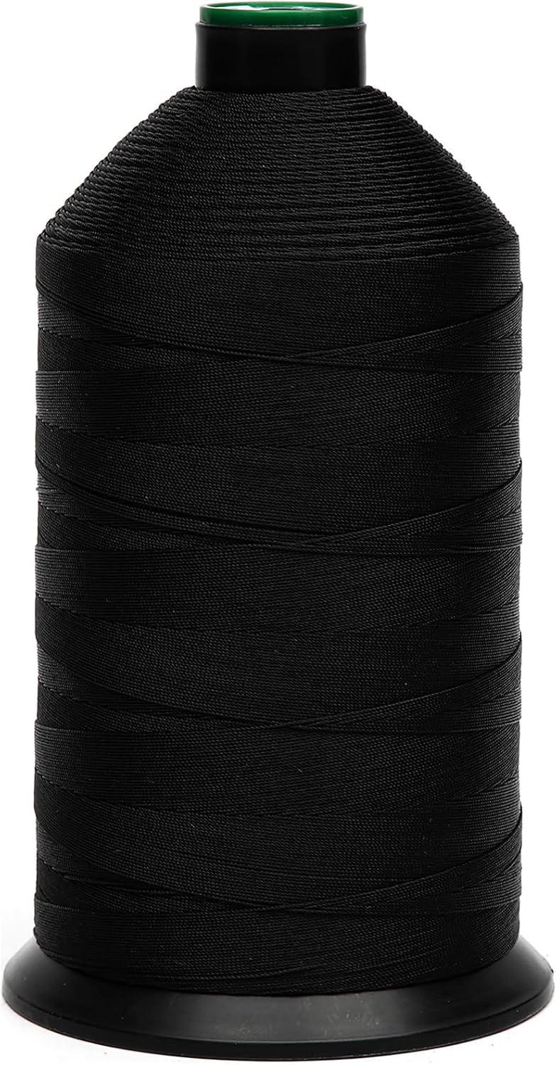 Extra Strong Bonded Nylon Thread #138 Tex135 – 16 OZ, 3000yds, Versatile Stitching Solution for Leather, Upholstery, Canvas Repair and More (Black)
