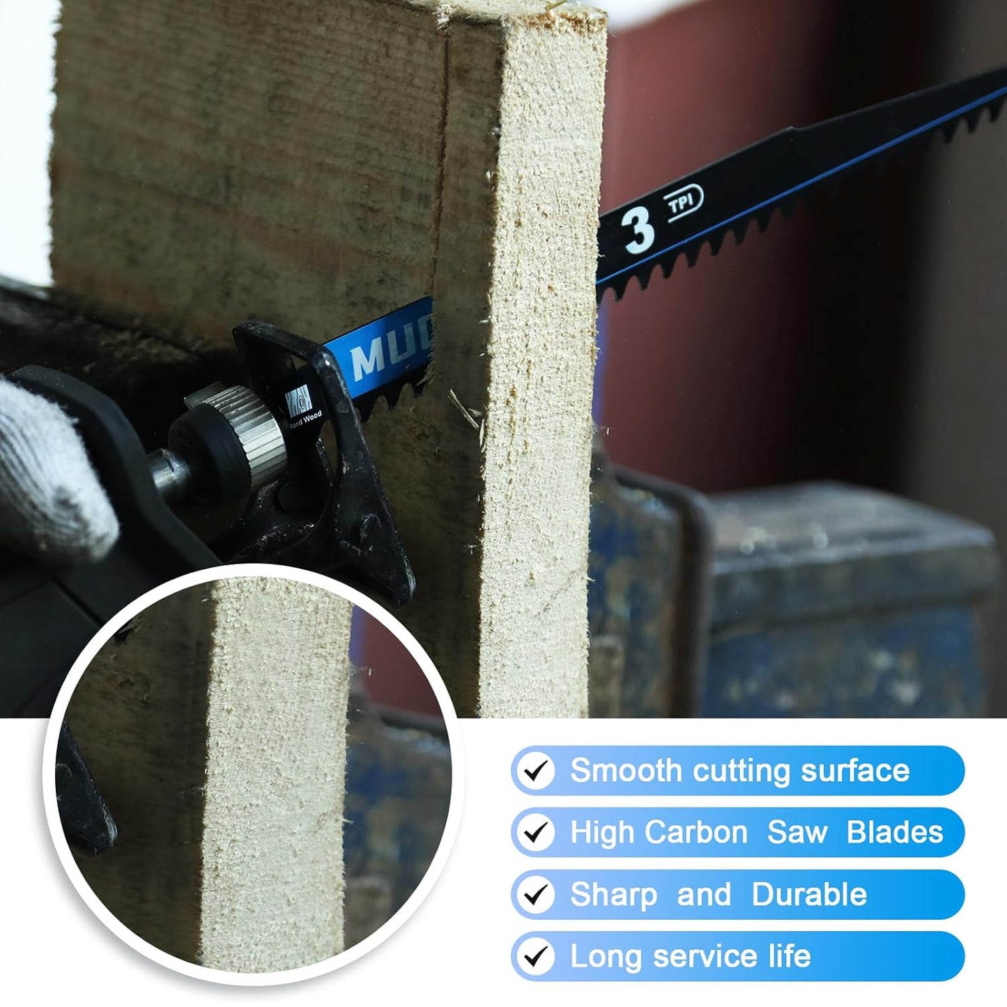 2 Pack 9 inch Reciprocating Saw Blades Set，3 TPIHigh Carbon Saw Blades for Woodcutting，Saw Blades with Organizer Case (2, 3T/9inch)