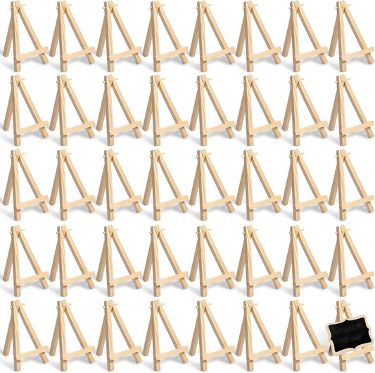 40 Pack 5 Inch Mini Wood Easel Stand Mini Wood Display Easel Wooden Tripod Holder Stand for Painting Portable Canvas Photo Picture Sign Displaying Small Business Cards Artist Phone Wedding