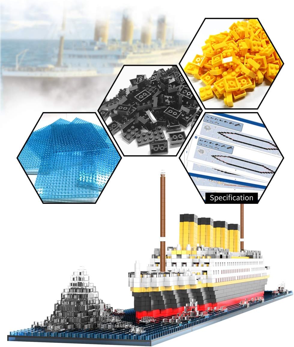 Titanic Architecture Set Micro Building Blocks Model Kit for Adults, Teens and Kids Age of 14+ 1872 Pieces