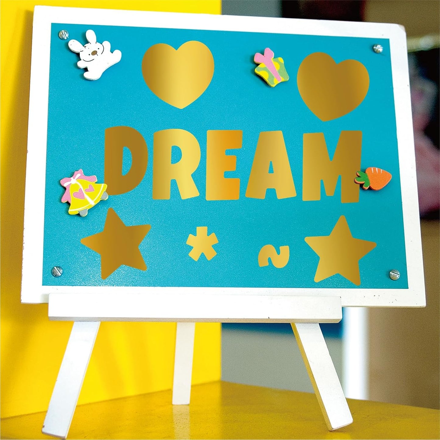 Bemeol Letter Stickers 351 Pieces 4 Inch Bulletin Board Letters Alphabet Cutout Letter for Bulletin Board Display Home Classroom School Decor(Gold)