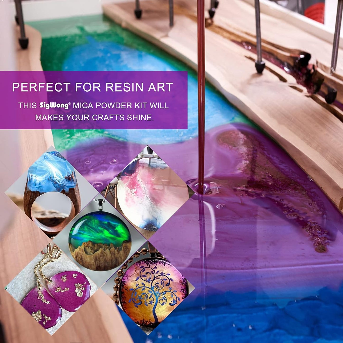 Mica Powder - 32 Pearlescent Epoxy Resin Color Pigments Set- Natural Cosmetic Grade Pigment for Soap Dye, Lip Gloss, Nail Polish, Makeup, Epoxy Resin, Candle Making, Bath Bombs, Slime, 5g/0.18oz