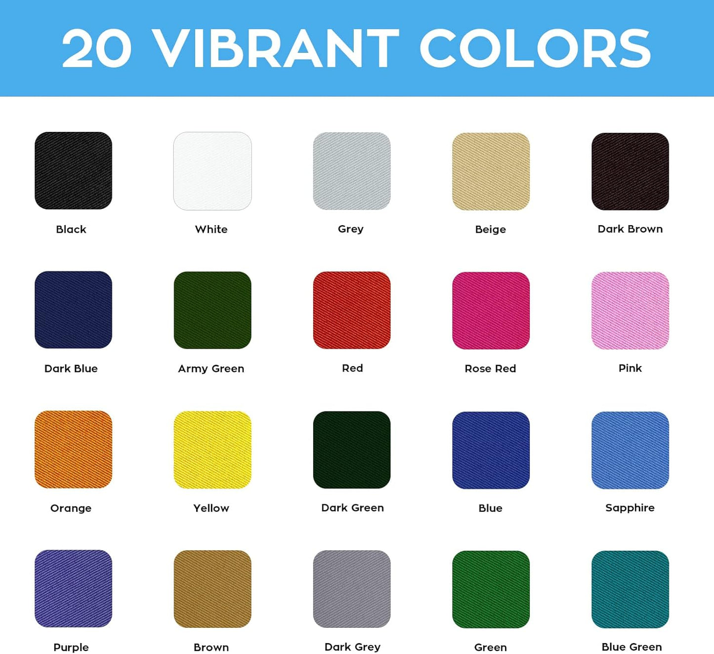 HTVRONT Iron on Patches for Clothing Repair, 20 PCS Multi-Colored Fabric Patches for Clothes Repair, 20 Shades Iron Patches for Clothes, Clothing Repair Decorating Kit 3.7" by 4.9"