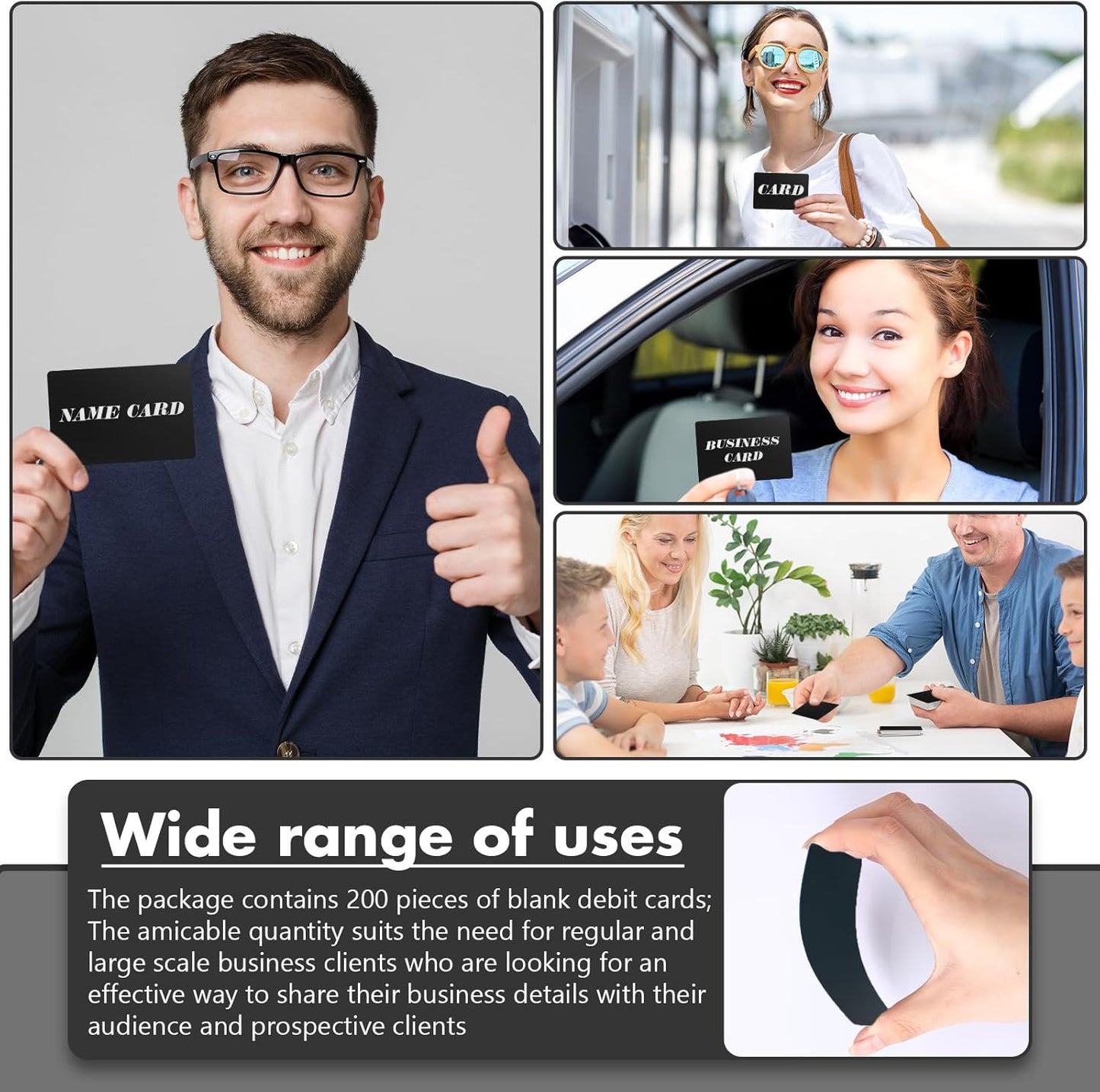 Zonon 200 Pack Engraving Aluminum Plates for CNC Engraver Laser Crafting Multipurpose Metal Metal Business Cards Sheets Engraving DIY Gift Cards 86 x 54 x 0.21 mm(Black Matte)