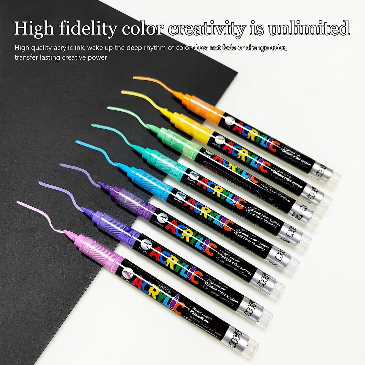 24 Colors Acrylic Paint Pens, Non-Bleeding Brush Tip Markers Pens for Glass, Canvas, Stone, Rock Painting, Wood, Ceramic Surfaces, DIY Crafts Making Art Supplies