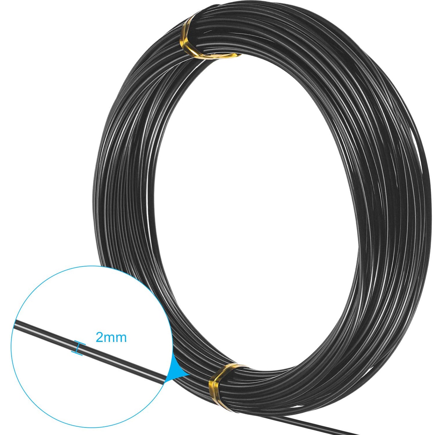 TecUnite Aluminum Craft Wire for Sculpting Armature Bendable Craft Wire for DIY Jewelry Making(Black, 10 M X 2 mm, 1 Roll)