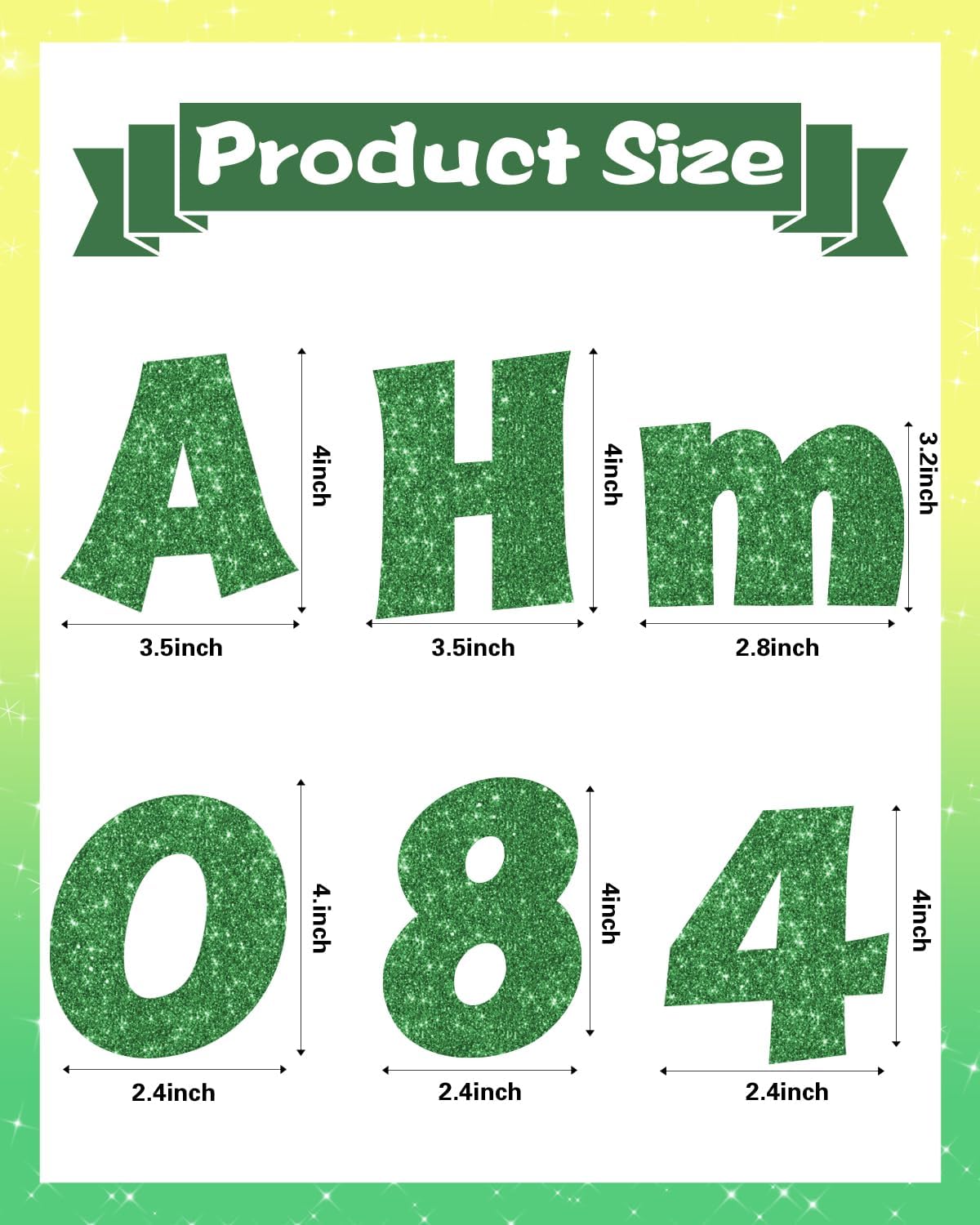 237 Pcs Glitter Bulletin Board Letters, Numbers and Punctuation, Poster Board Letters Alphabet Cut Out Cardboard Letters Accessories for Classroom Display Decorating Supplies 4inch (Green)