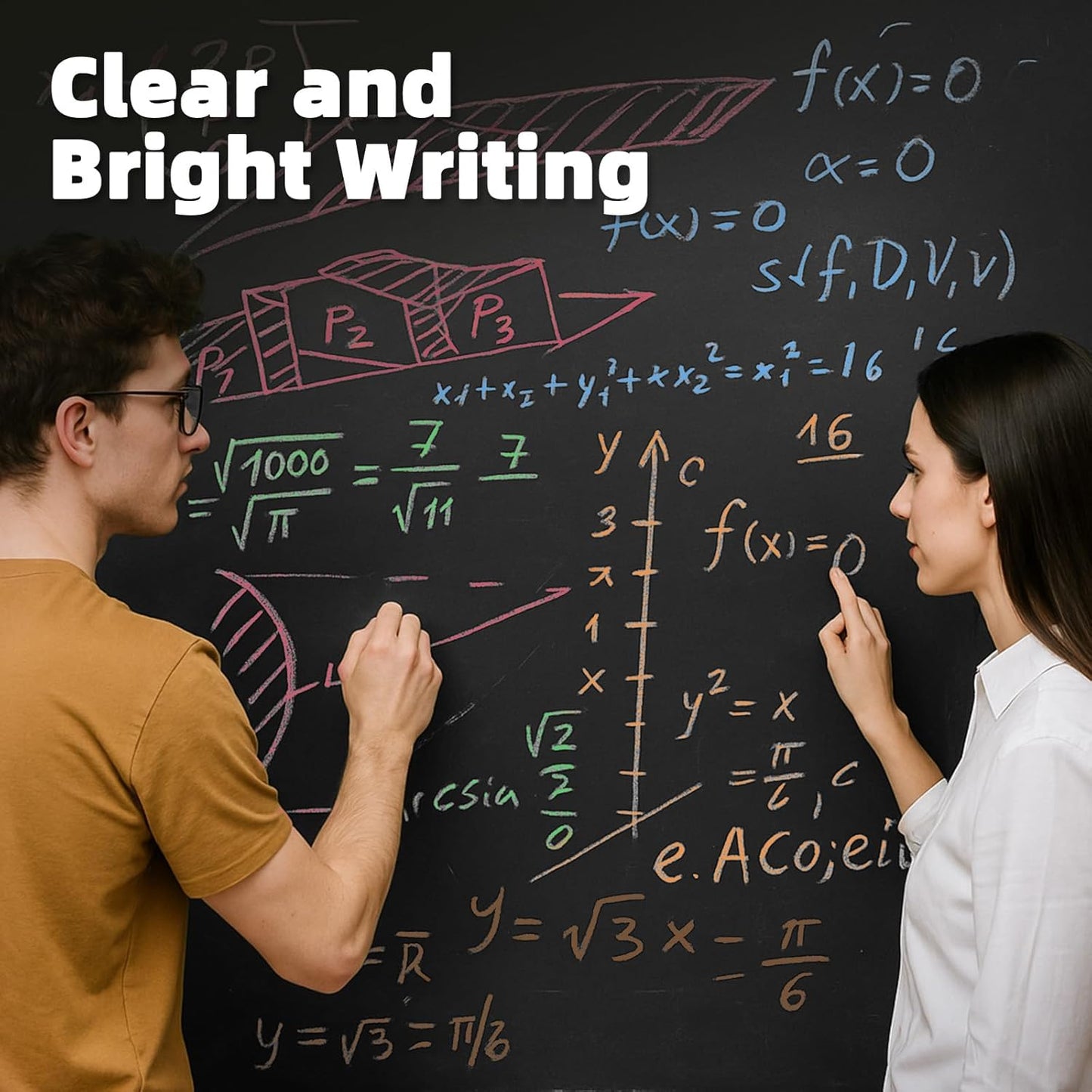 Dustless Colored Chalk 100PCS, 10 Colors Non-Toxic Classroom Chalks for Teachers & Students, School Chalkboard Supplies