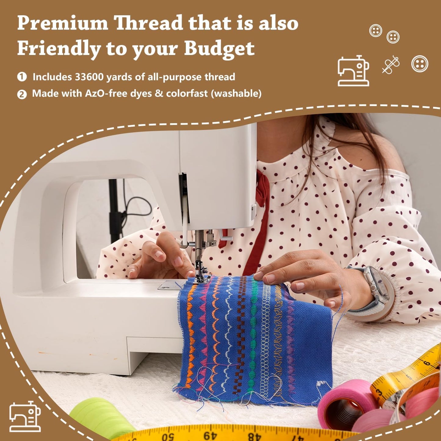 42 Colors Sewing Thread Kit All Purpose Polyester Thread Assorted Colors for Sewing Machine and Hand Stitching Use - 800 Yards per Spool