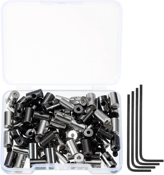 MECCANIXITY 70 Pcs Metal Locking Pin Backs, Locking Pin Keepers Clasp 9mm(H) with 4 Wrench Replacement in Storage Case for Badge, Brooch, Black, Silver Tone