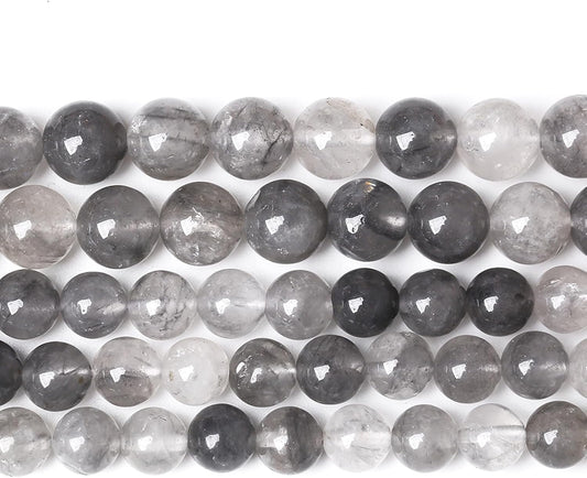32pcs 12mm Natural Grey Cloud Crystal Stone Beads for Jewelry Making Energy Healing Power Stone Beads DIY Bracelet Necklace Accessories 15" (12mm, Grey Cloud Crystal)