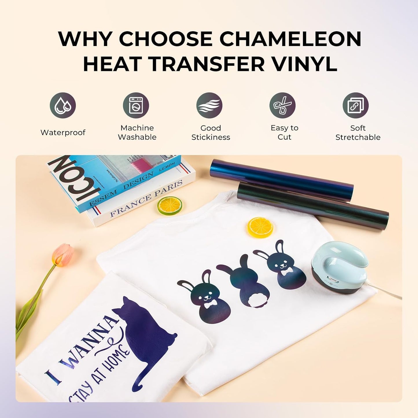 HTVRONT Chameleon HTV Heat Transfer Vinyl - 12" x 8ft Bronze Turns Purple HTV for Shirts, Iron on Vinyl for All Cutting Machine - Easy to Cut & Weed for Heat Transfer Design