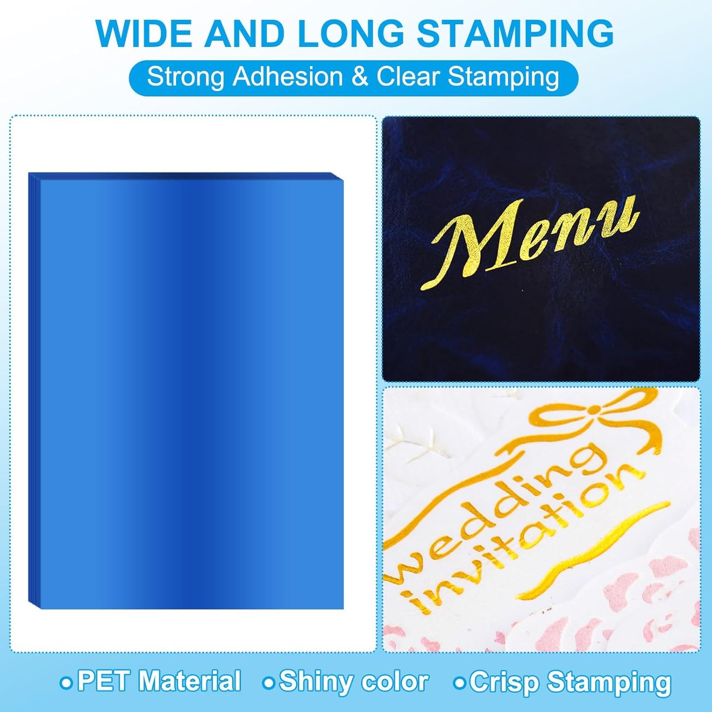 PATIKIL 11.7x8.3" Hot Stamping Foil Paper Sheet, 20 Sheets A4 Heat Transfer Hot Stamping Paper Foil for Leather DIY Logo Decor Craft Gift Package Scrapbook Card, Blue