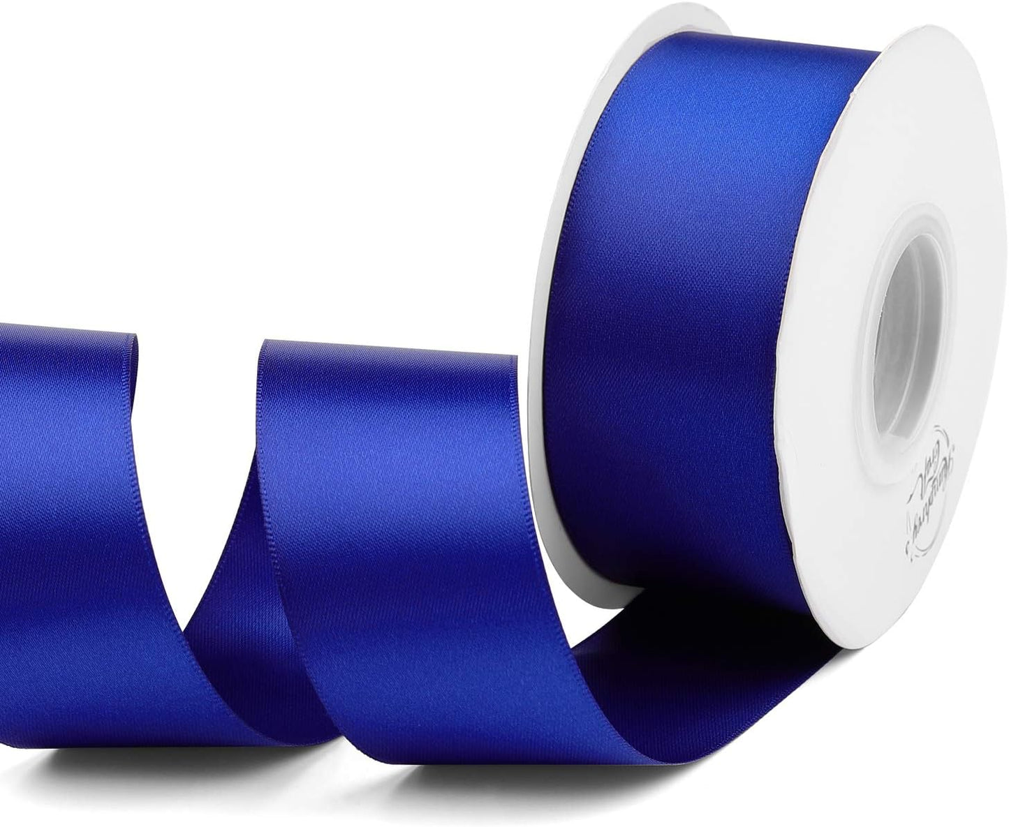 Humphrey's Craft 1-1/2 Inch Cobalt Blue Double Faced Satin Ribbon - 25 Yards Variety of Color for Crafts Gift Wrapping Bows Bouquet Decoration Sewing Christmas Tree Wedding Invitation Card.