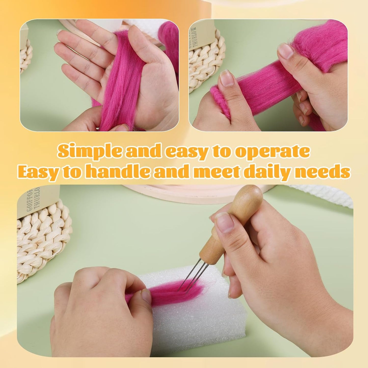 3.53oz Wool Roving Yarn, Wool Felting Supplies, Pure Wool, Chunky Yarn, Spinning Wool Roving for Needle Felting Wet Felt DIY Hand Spinning (Grape Purple)