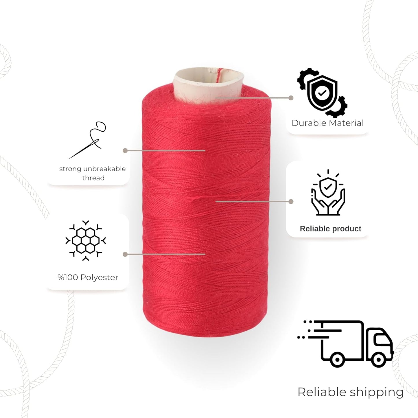 10 Colors Serger Sewing Thread - 10 Cones Threads of 500 Yards Each Spool | Sewing Clips Quilting Materials Sewing Machines for Beginners and Heavy-Duty Sewing Machine Threads | Lace Yarn, Ribbon Yarn