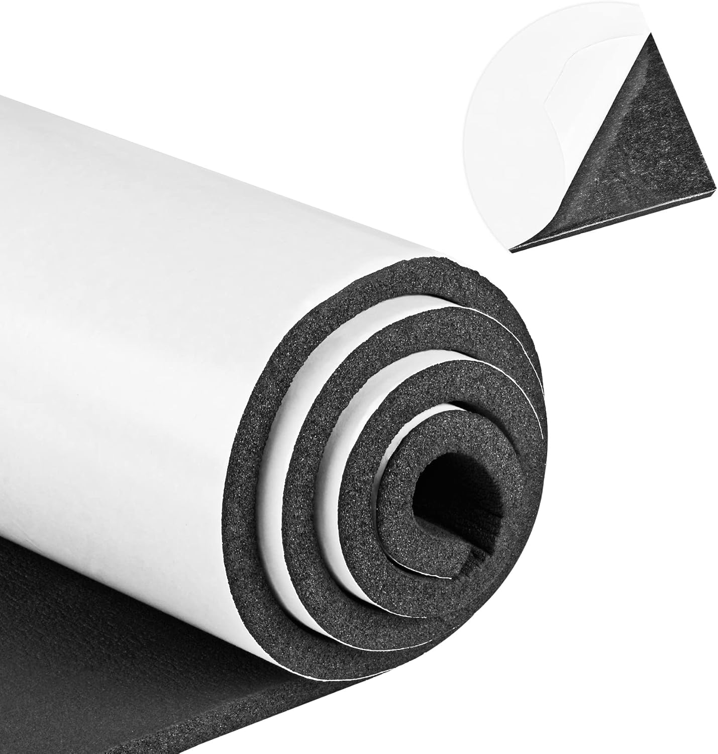 Neoprene Sponge Rubber Foam Sheets with Adhesive Backing, 12" x 60" x 1/2" Black Foam Roll Insulation Board Soundproof Neoprene Mat, Great for Cosplay Padding, DIY, Gaskets, Costume, Crafts
