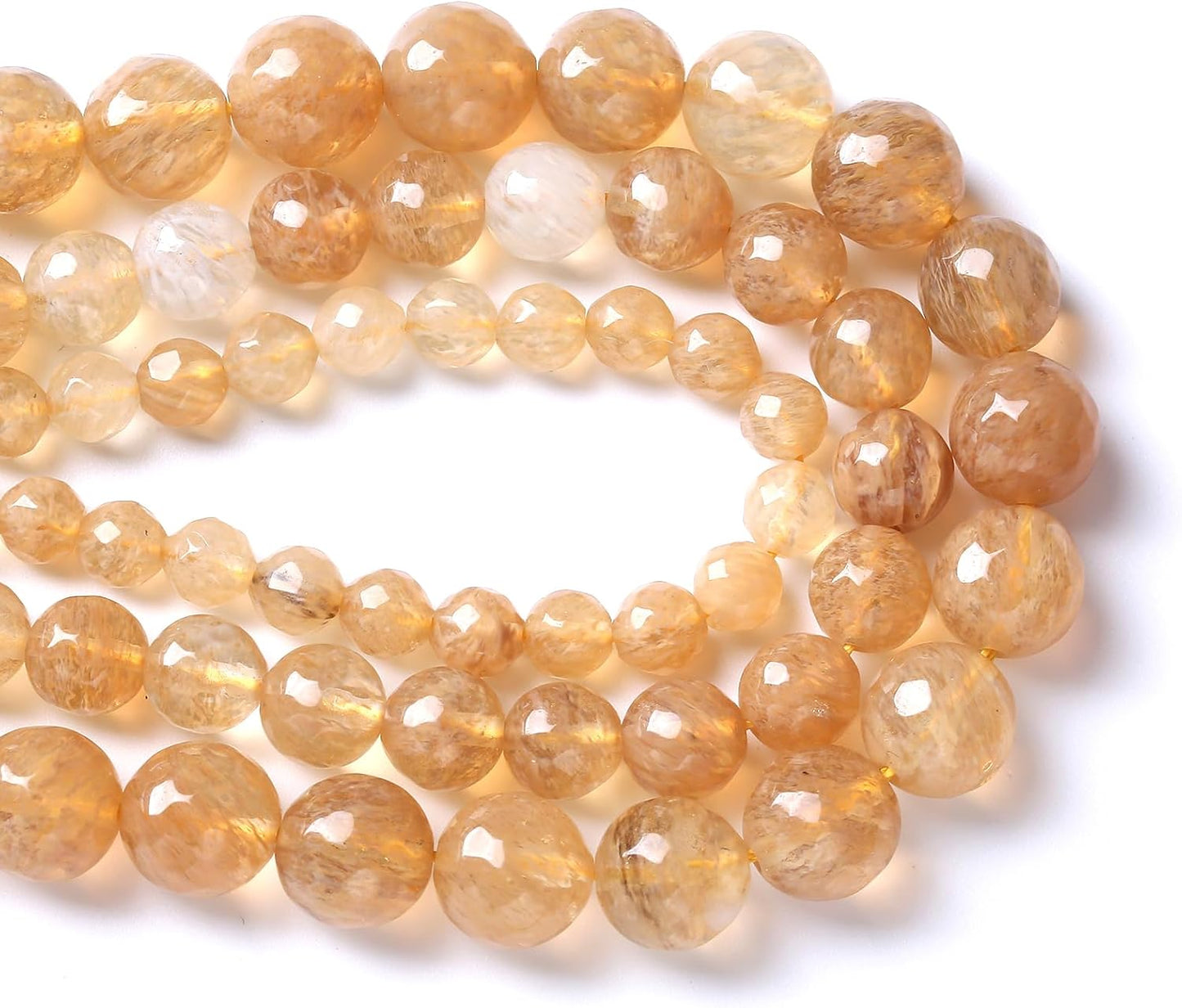 32pcs 12mm Natural Faceted Tea Watermenlon Jade Stone Beads for Jewelry Making Energy Healing Beads DIY Bracelet Necklace Accessories 15" (12mm, Faceted Tea Yellow Jade)