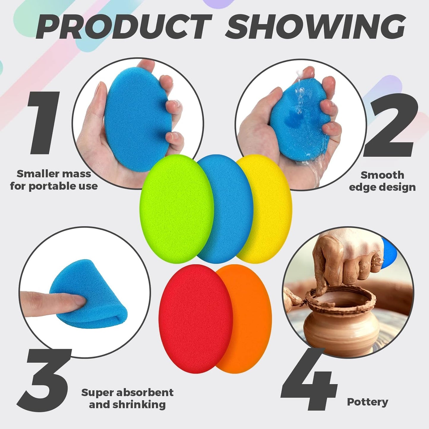 Jexine 30 Pieces Pottery Sponge for Clay Ceramics Pottery Clay Sponge Cleanup and Shaping Mud Tool Supplies for All Ceramic Artists