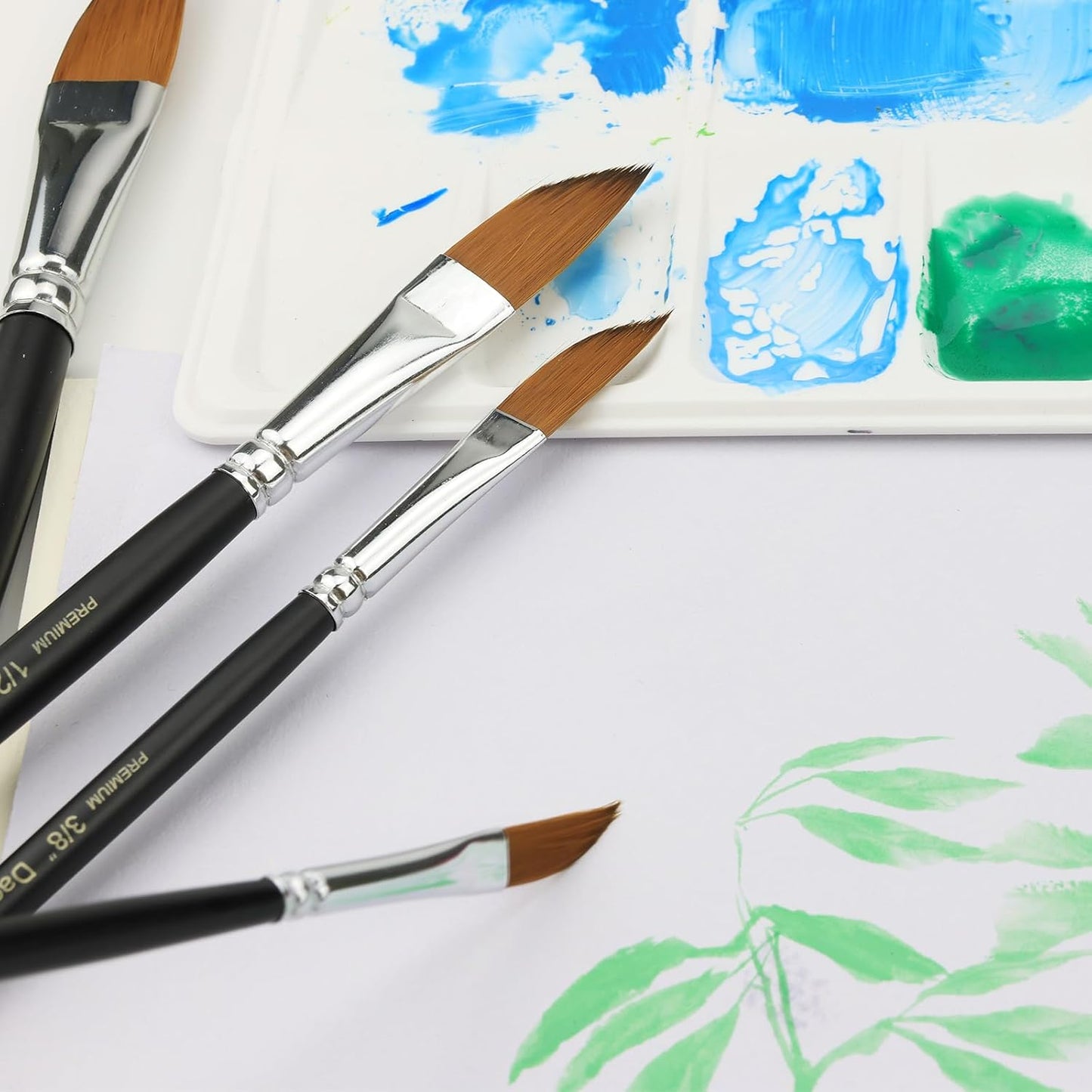 Dagger Striper Brush Set - 4 PCS Premium Watercolor Pinstriping Brushes Set with Korean Nylon Hair for Detail, Fine Lines, Acrylic, Ink, Gouache