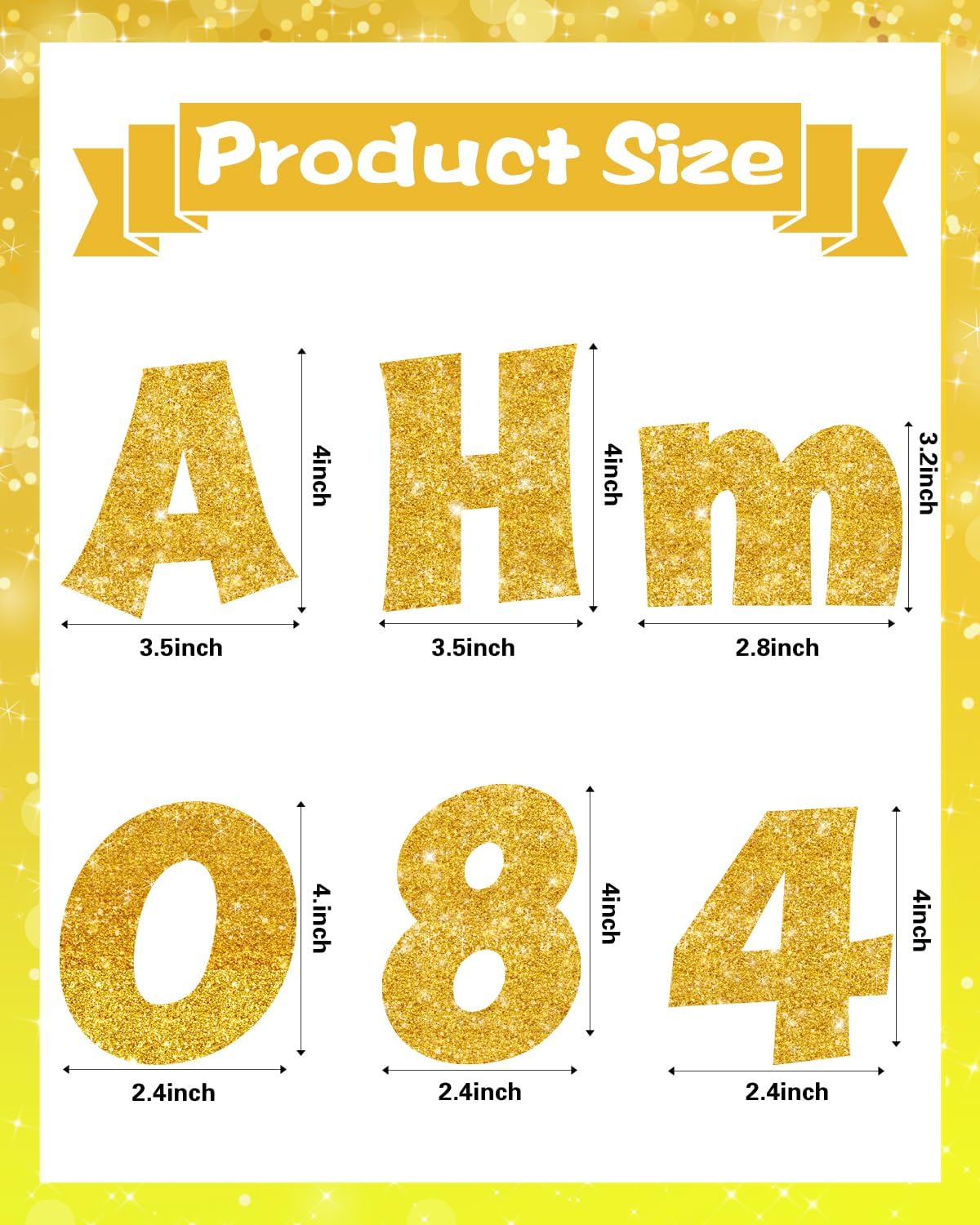 237 Pcs Glitter Bulletin Board Letters, Numbers and Punctuation, Poster Board Letters Alphabet Cut Out Cardboard Letters Accessories for Classroom Display Decorating Supplies 4inch (Yellow)