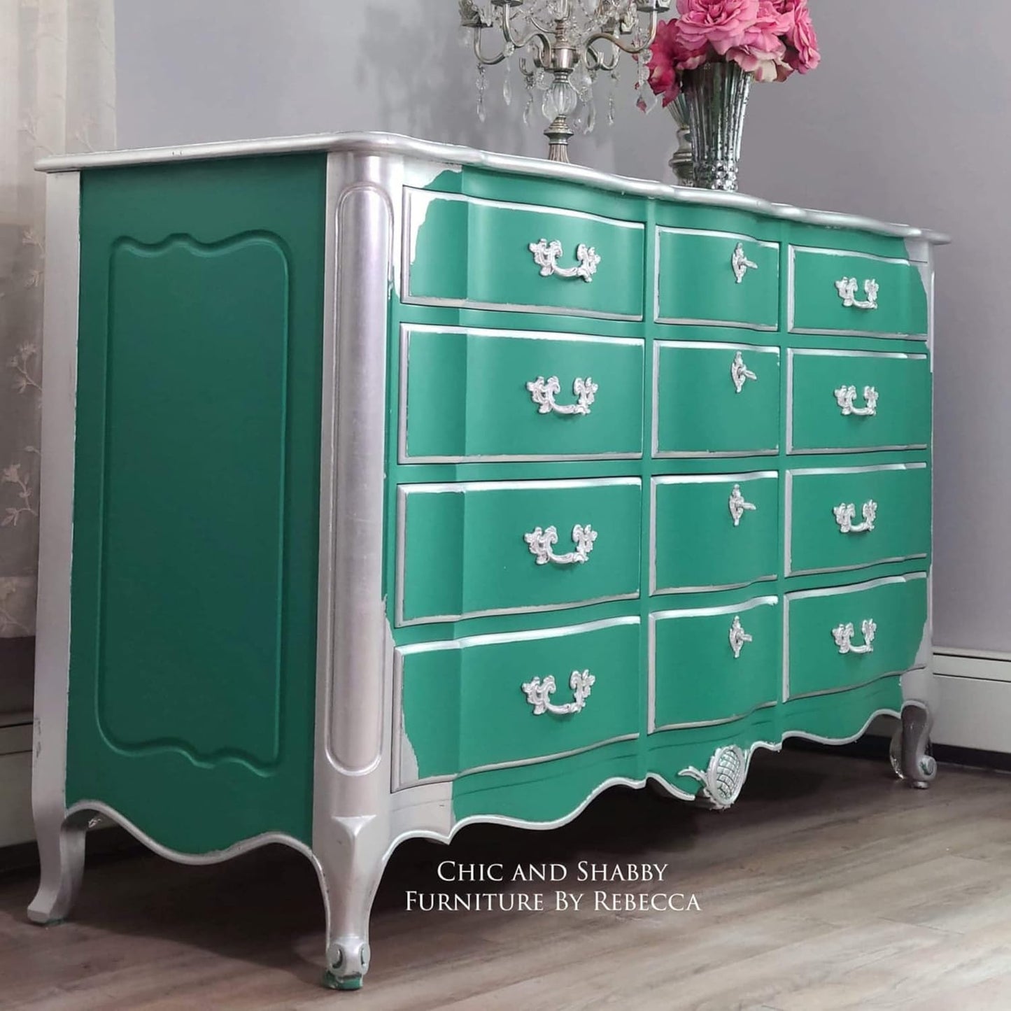 Dixie Belle Paint Company Chalk Finish Furniture Paint - Mermaid Tail (16oz) - Matte Aqua Green Chic Chalk Mineral DIY Furniture Paint