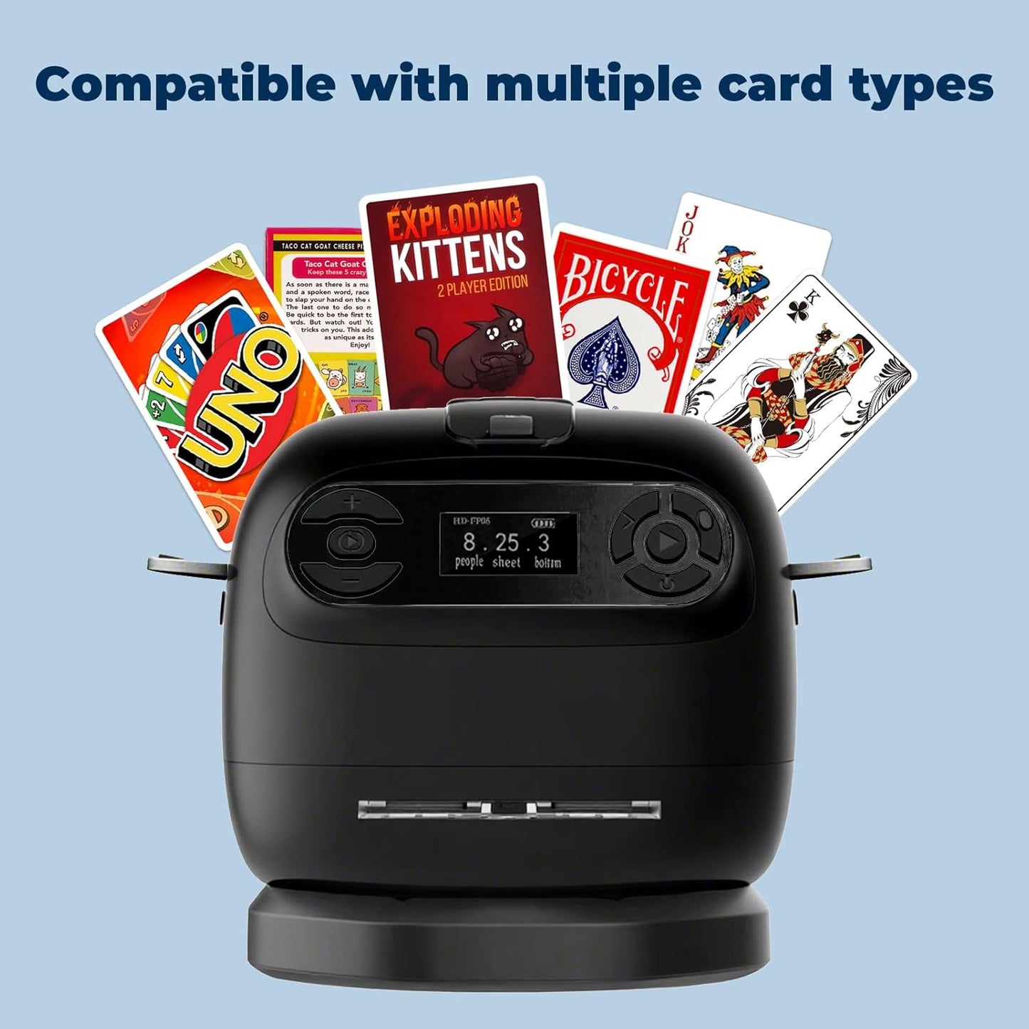 2025 Automatic Card Shuffler and Dealer Machine, 2-in-1 Smart 360°Rotating Card Dealer and Shuffler Machine, Super Quiet, Safer, Various Card Games for Home and Club-Black