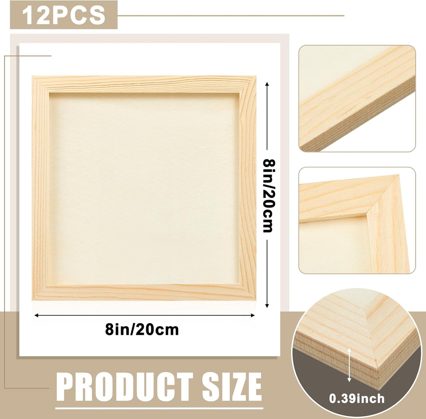 Kathfly 12 Pcs 8 x 8'' Wood Panel Boards, Unfinished Wood Canvas Panels for Painting Crafts DIY Drawing Pouring Art Projects