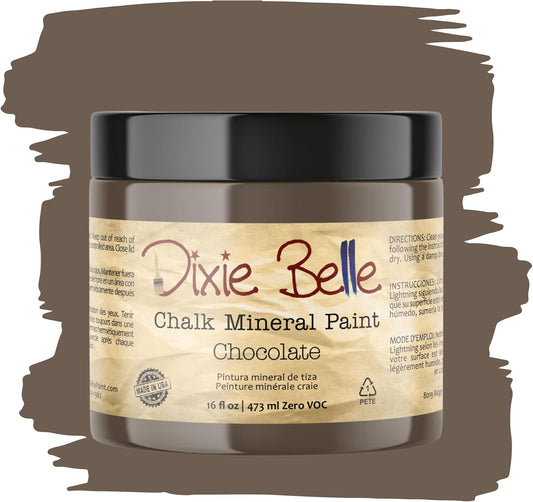 Dixie Belle Paint Company Chalk Finish Furniture Paint - Chocolate (16oz) - Matte Creamy Brown Chic Chalk Mineral DIY Furniture Paint
