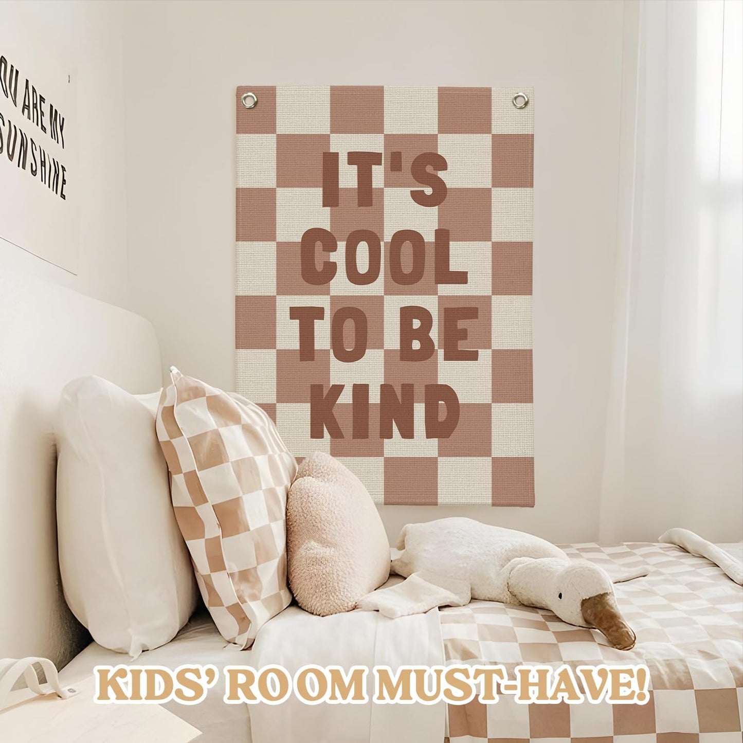 Kids Room Decor,It's Cool to Be Kind Banner for Classroom,Baby Nursery Decor Wall Hanging Flag for Bedroom Playroom Classroom Kids Rroom 18x25 Inch(Pink)