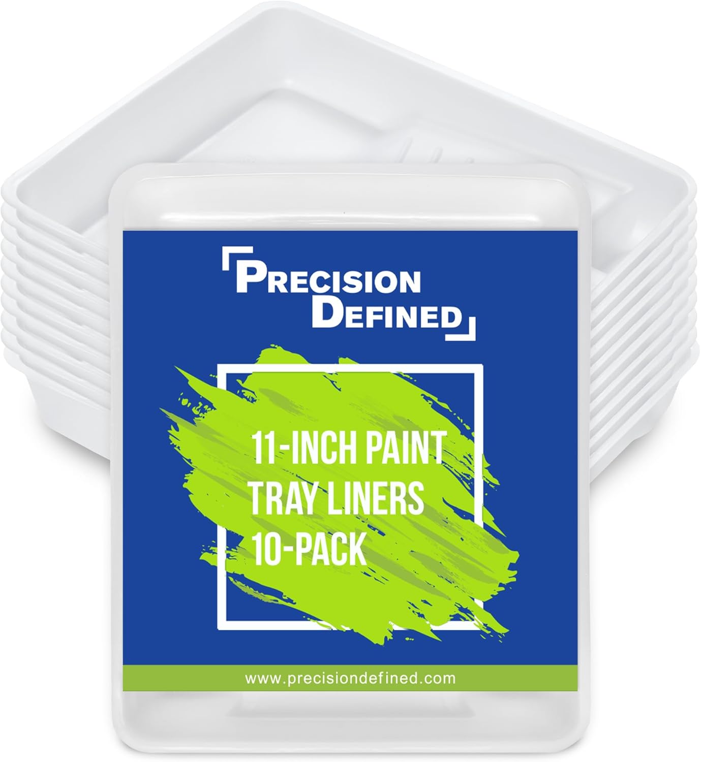 Precision Defined Paint Trays, Paint Roller Trays Liner, Plastic Paint Pan for Roller Brushes, Painting Tray for Painting with Deep Paint Pocket (Paint Tray Liner (10-Pack), 11-inch)