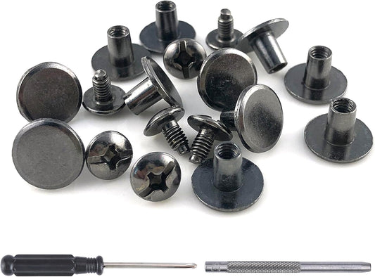 YORANYO 150 Sets 8MM Chicago Screws Leather Rivets for Fabric Chicago Binding Screws Buttons Metal Studs Rivets for Decorate and Repair Belts Bags Shoes Purse Dog Collar Leather Craft (Gun-Metal)