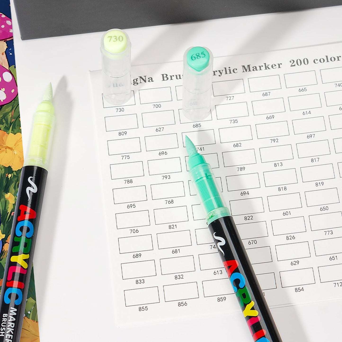 Acrylic Paint Markers Pens, 36 Vivid Colors Acrylic Markers Set,Direct Liquid Type, Stackable Color, Odorless Soft Head，Markers for School，Tooli Art ，Fabric & Creative Crafts (36)