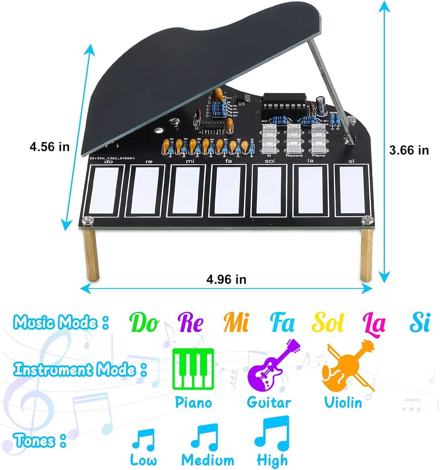 MIOYOOW DIY Electronic Piano Soldering Practice Kit, 7 Keys Mini Musical Instrument Solder Project with Piano, Violin and Guitar Tones, STEM Electronics Learning Kit for Home and School Education