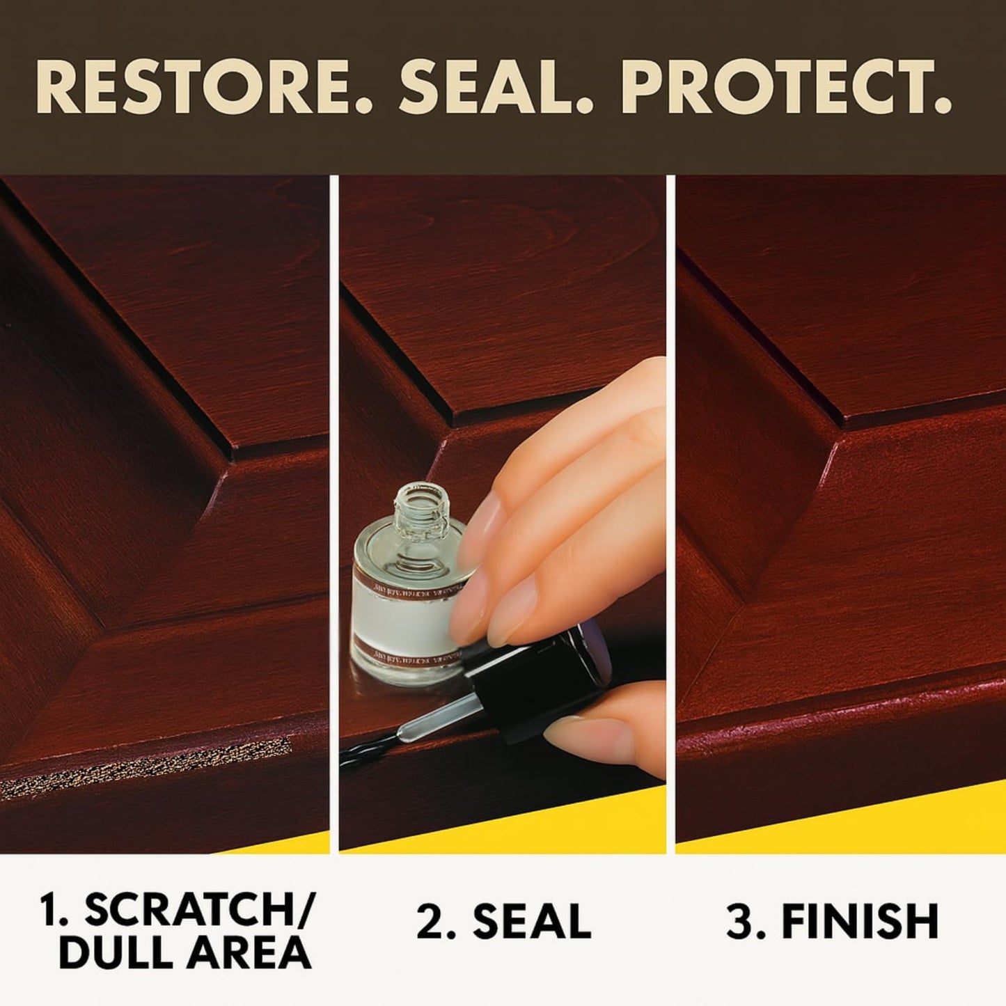 Trade Secret Crystal Clear Pro Finish, Furniture Repair Touch Up Coat, Clear Polyurethane Scratch and Water Protection, Wood Varnish and Polish, Paint and Stain Compatible, 0.5 oz (14.8 ml)