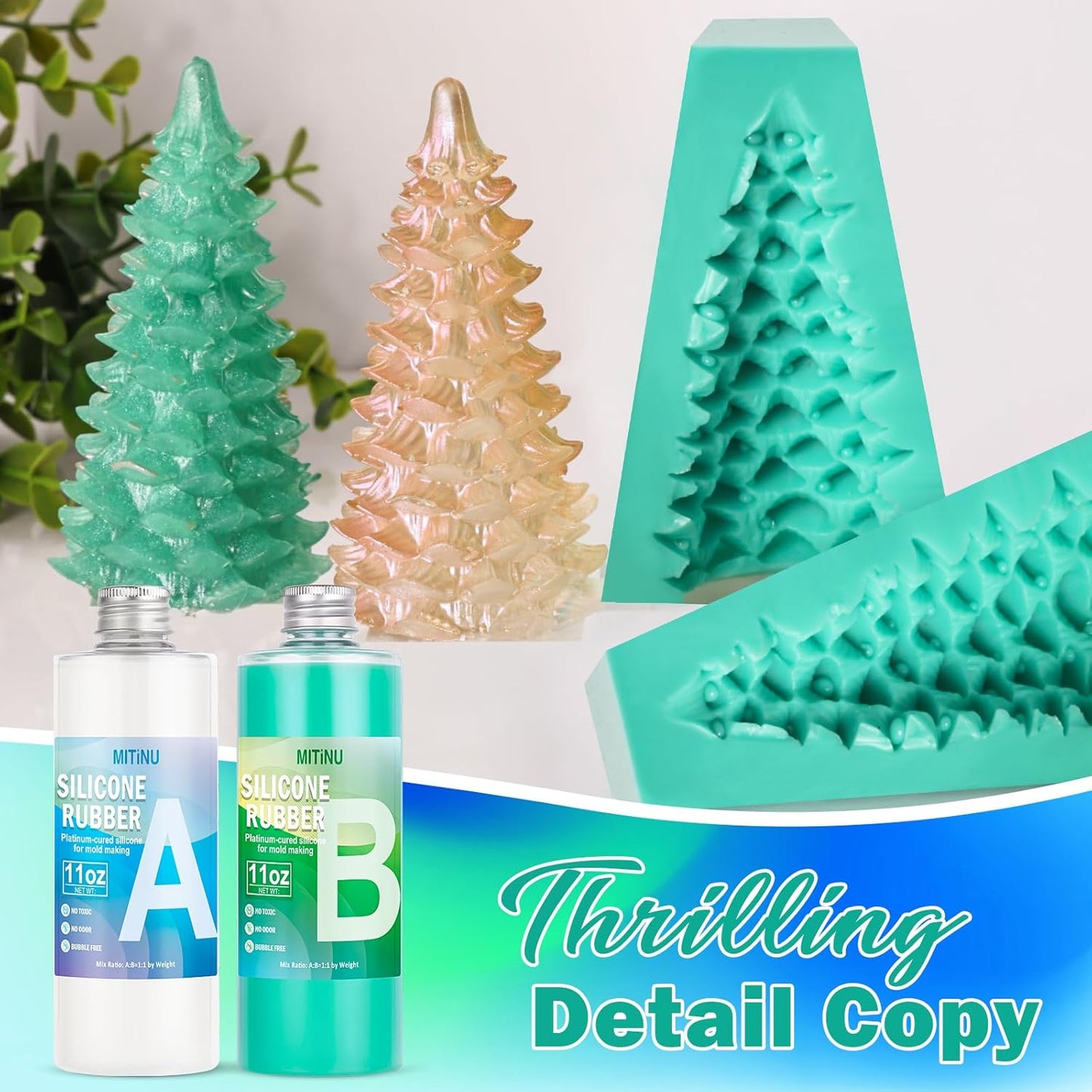 22 oz Liquid Silicone Mold Making Kit, 15A Mold Making Liquid Silicone Rubber, Volume Ratio 1:1, Color Jade Green, Suitable for Making Silicone Molds for Resin, Soap, Concrete, Wax