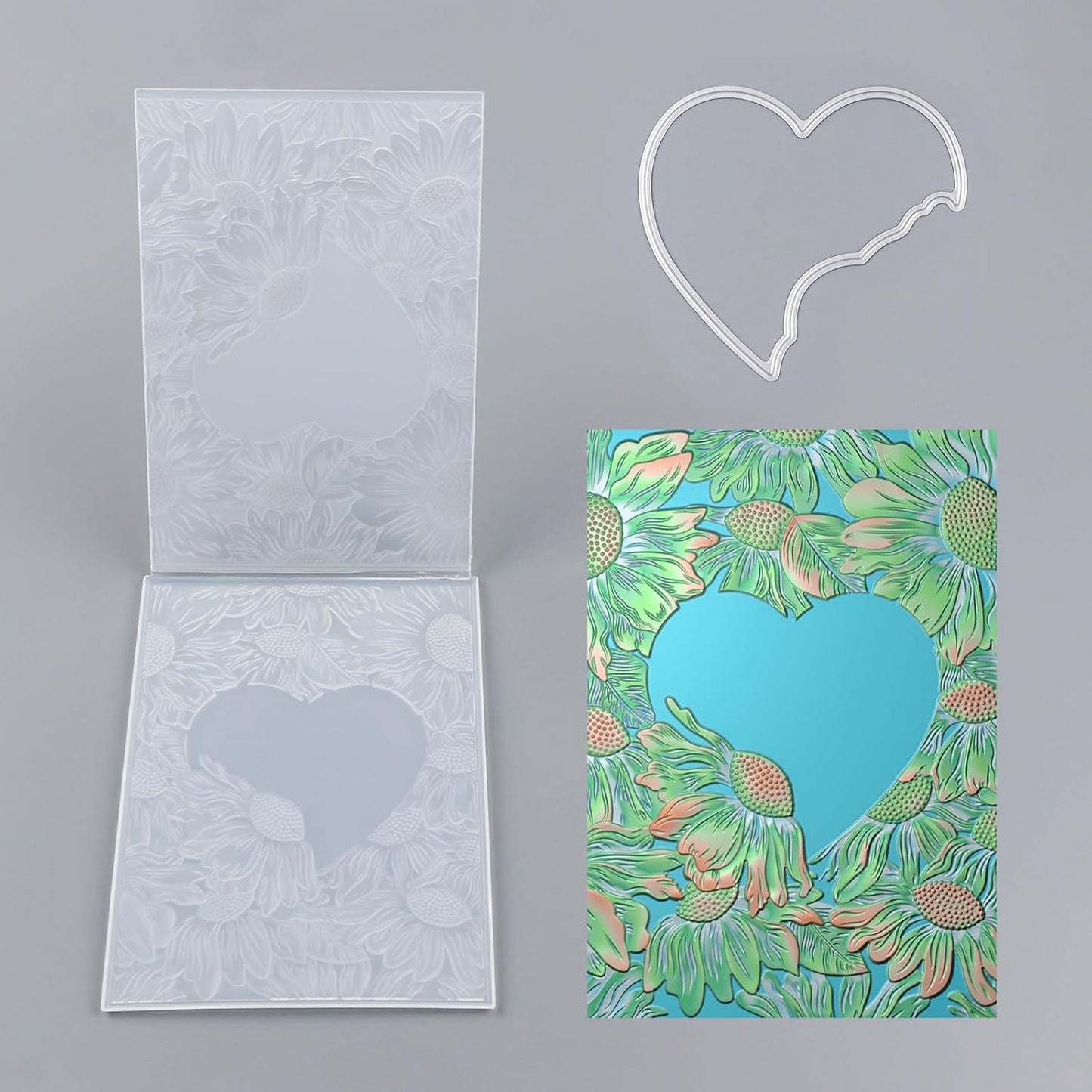 BAOFALI3D Embossing Folder and Metal Die Set for Card Making,Heart Leaves Background Plastic Textures Fades Embossing for Paper Crafting Handmade Crafts Wedding Valentine's Day Scrapbook Card Decorat