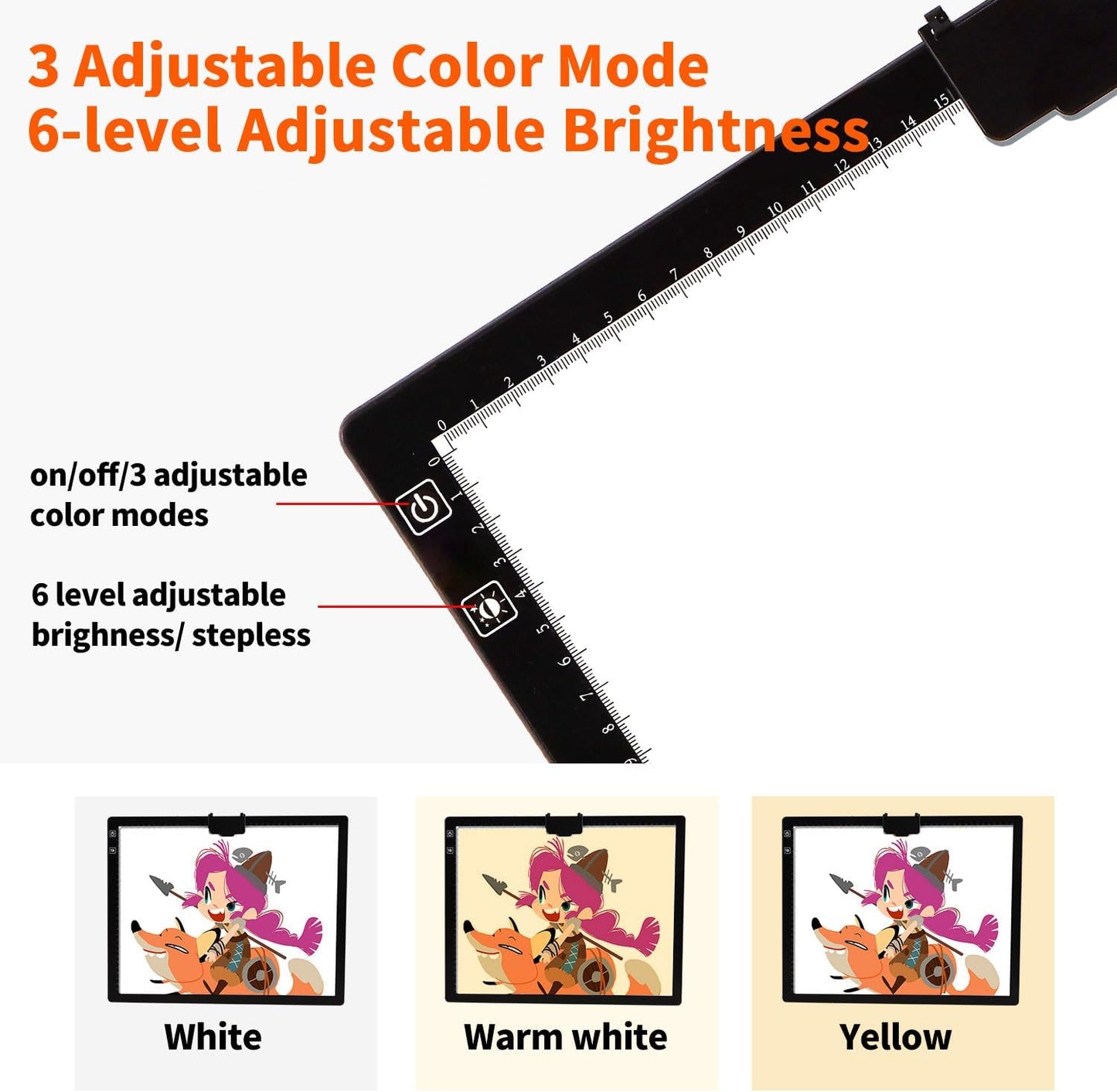 Rechargeable A3 LED Light Pad with Carry Bag, Adjustable Brightness Light Box with 3 Colors, Built-in Stand, 2500mAh Battery, Magnetic Clip, Light Board for Tracing Diamond Painting Sketching