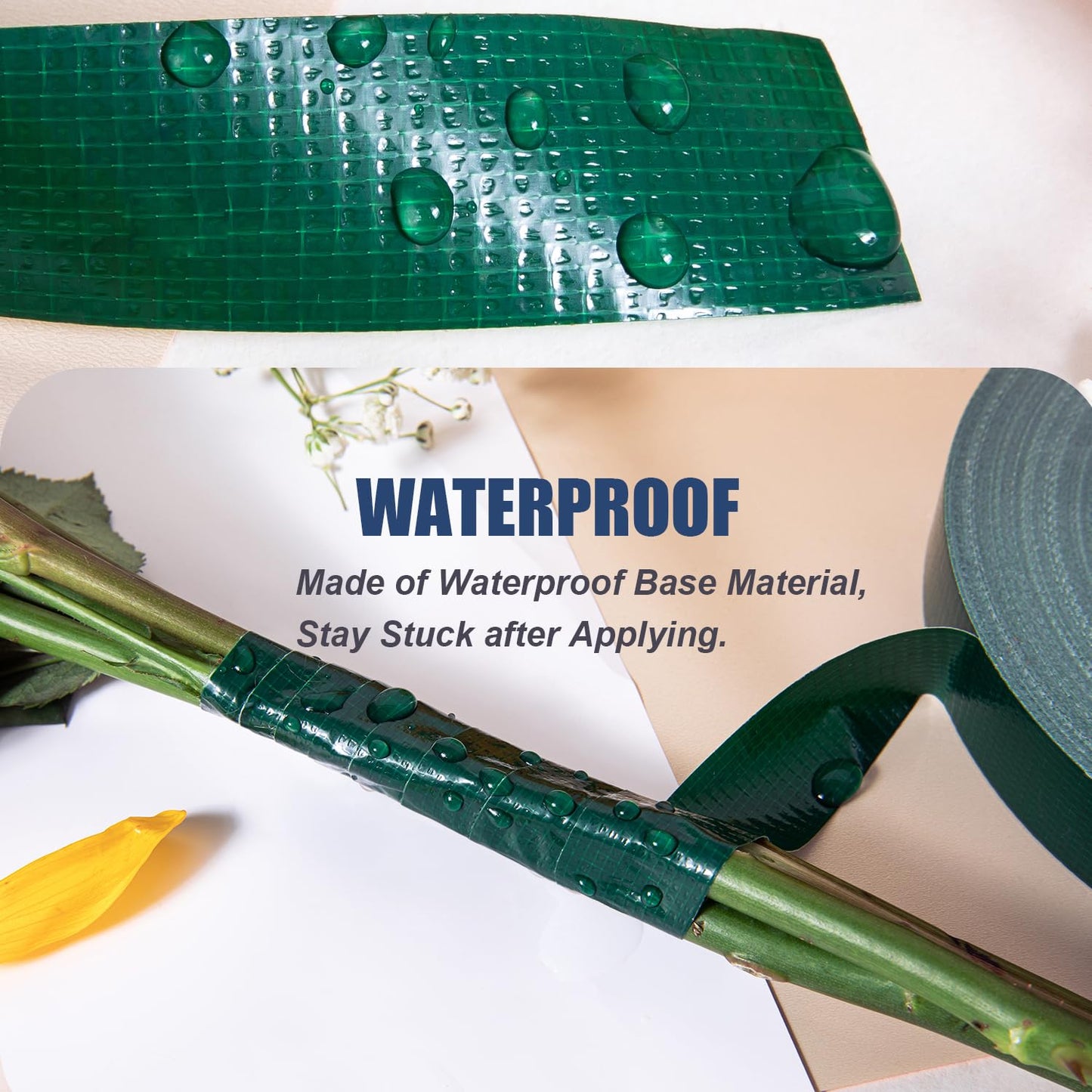 Green Floral Tape - Flower Wrap Adhesive Tape Bouquet Stem Wrapping and Floral Crafts, Wedding Bouquet Tape - 3/4 inch Wide and 180 FT Long